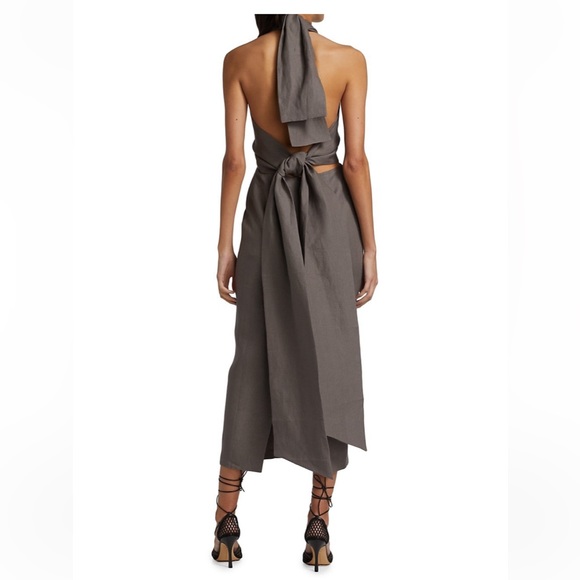 Piece of White Lya Linen Dress size L (US size 8) Color Stone SC:0400016331955 - Picture 3 of 8